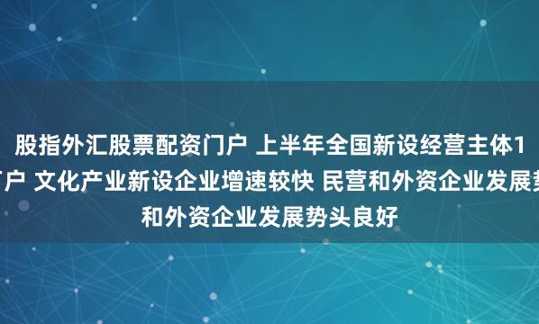股指外汇股票配资门户 上半年全国新设经营主体1327.8万户 文化产业新设企业增速较快 民营和外资企业发展势头良好